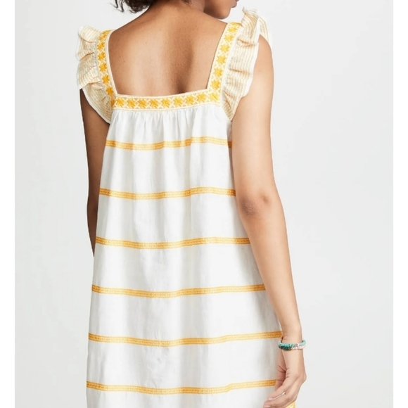 🆕️Tory Burch "Embroidered Ruffle Sleeveless dress" Linen mini - Picture 2 of 14